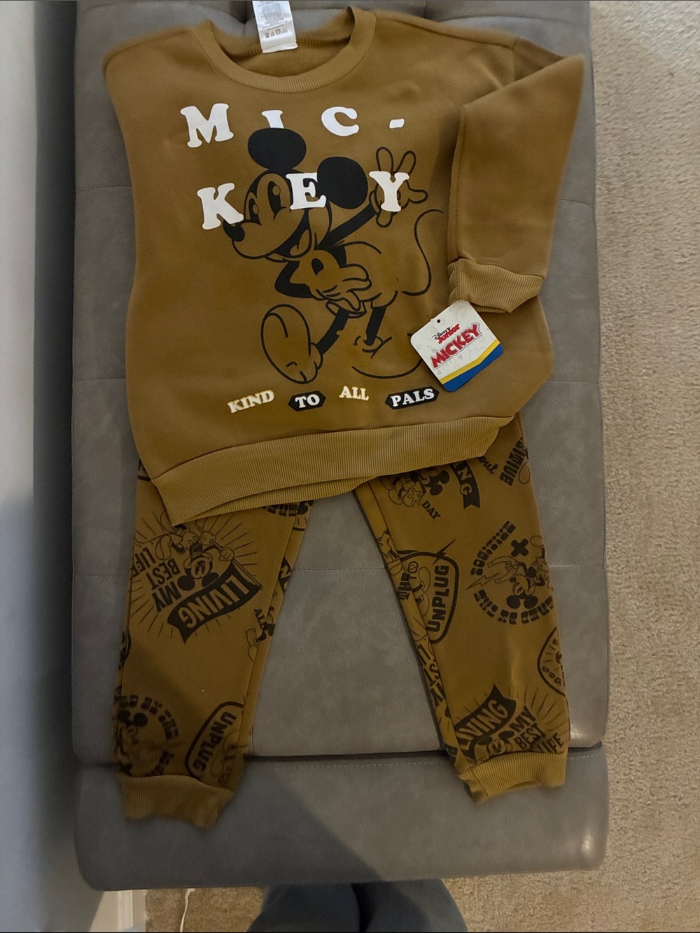 Disney Mickey Mouse Kids' Tan Sweatpants & Joggers Set